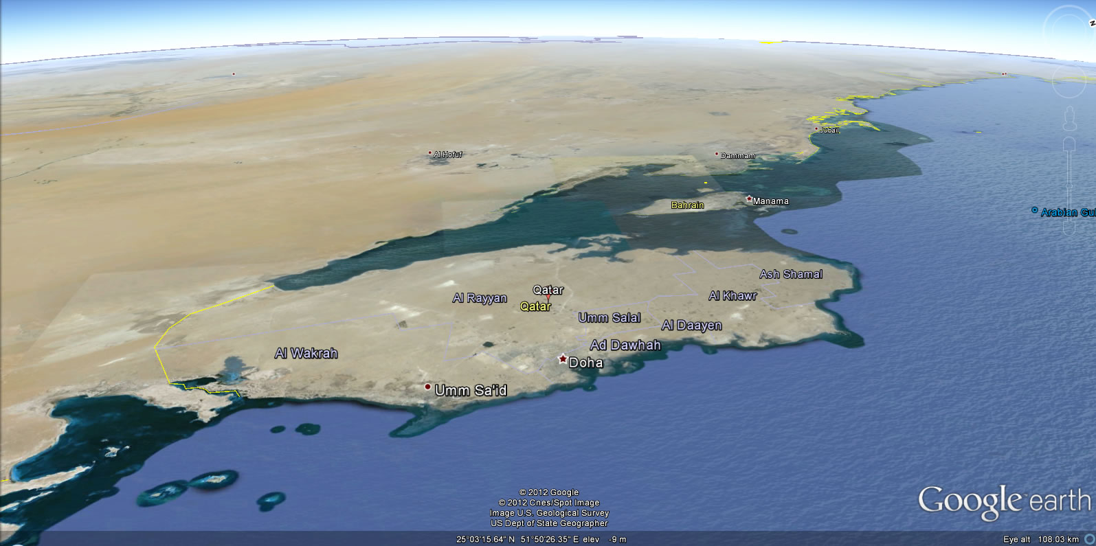 Qatar terre carte